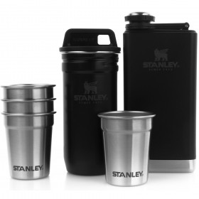 Набір Stanley Adventure Pre-Party Shot Glass + Flask Set Matte Black (2 Фляги та 4 рюмки)