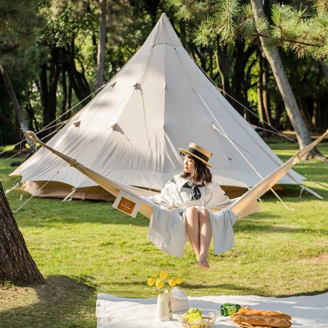 Гамак одномісний Naturehike NH20DC001 Cotton Beige - фото 4