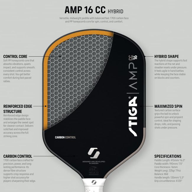 Ракетка для піклболу Stiga AMP CC 16 Hybrid (3202-0318-02) - фото 9