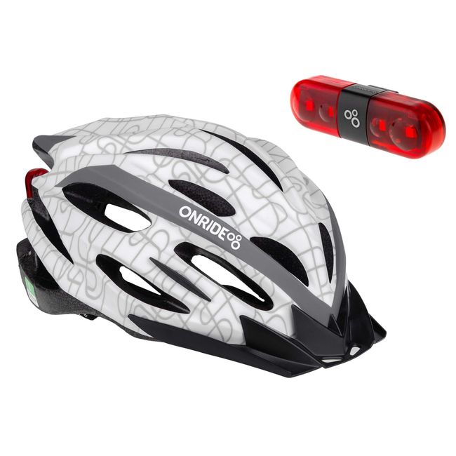 Велошолом OnRide Grip White + Мигалка OnRide Row - фото 1