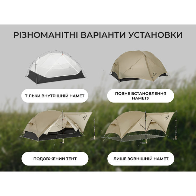 Намет надлегкий двомісний Naturehike Mongar CNK2550WS016 15D Brown - фото 11