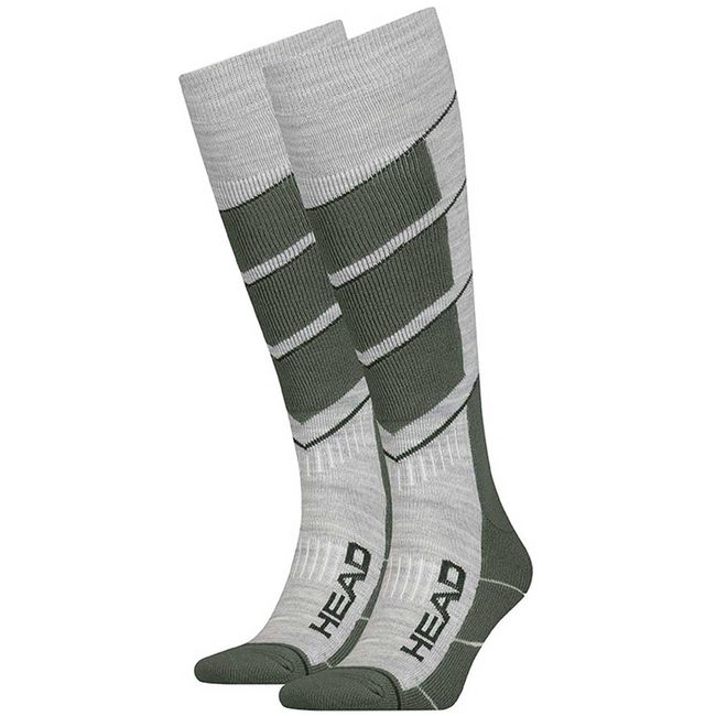 Шкарпетки Head Ski V-shape Kneehigh Grey Green 2P - фото 1