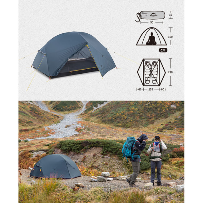 Намет двомісний ультралегкий Naturehike Mongar UL NH19M002-J Dark Blue - фото 3