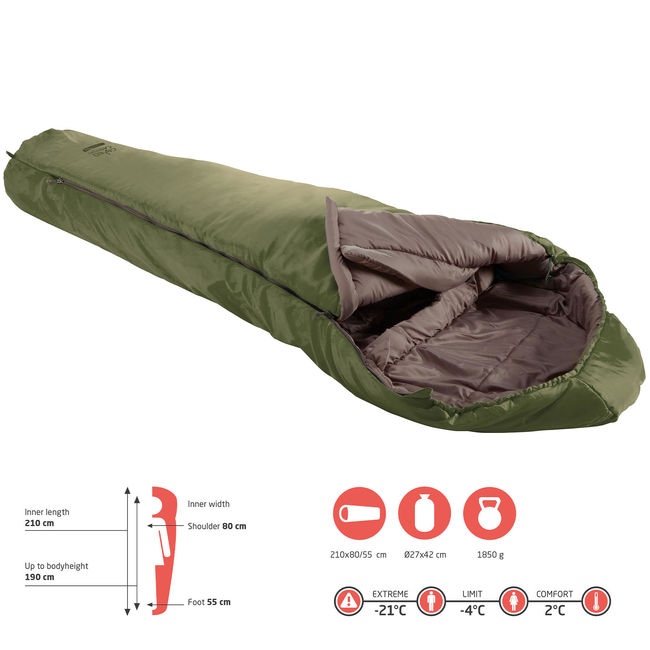 Спальний мішок Grand Canyon Fairbanks 190 -4°C Capulet Olive Left - фото 3