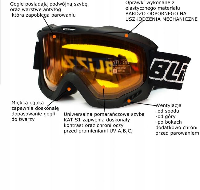 Маска Blizzard 911 DAV Black Matt Amber - фото 4