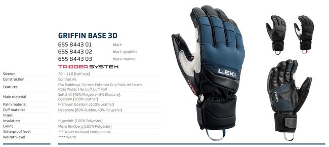 Гірськолижні рукавички Leki Griffin Base 3D black-marine '26 - фото 8