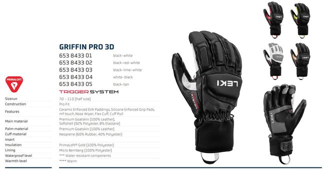 Гірськолижні рукавички Leki Griffin Pro 3D Black-white '26 - фото 7