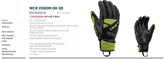 Рукавички Leki WCR Venom DH 3D Black-ice lemon '26 - фото 8