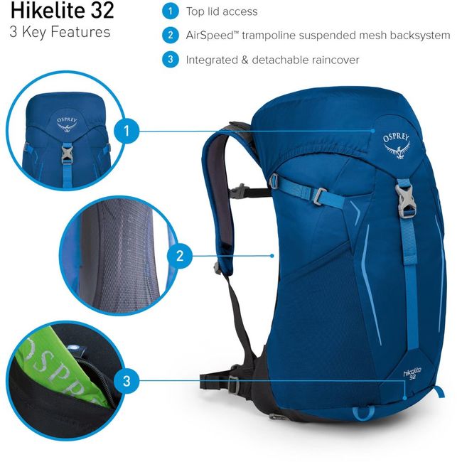 Рюкзак Osprey Hikelite 32 Bacca Blue - фото 6