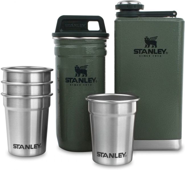 Набір Stanley Adventure Pre-Party Shot Glass + Flask Set Hammertone Green (2 Фляги та 4 рюмки) - фото 1