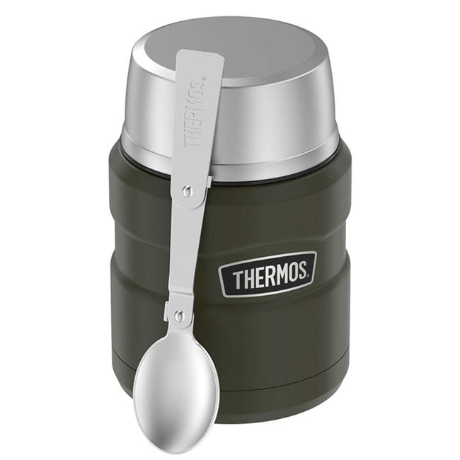 Термос для їжі з ложкою Thermos Stainless King Food Jar 0.47 Military Green - фото 1