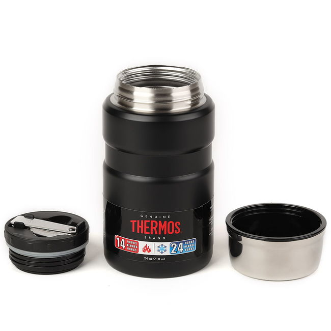 Термос для їжі з ложкою Thermos King Food Jar 0.710 ml Matte Black - фото 7