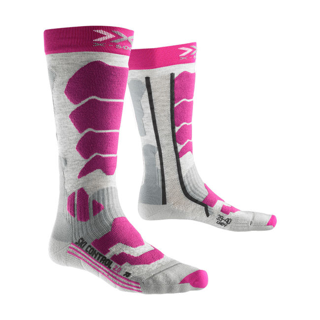 Лижні шкарпетки X-Socks Ski Control 2.0 Lady Light Grey Melange / Violet - фото 1