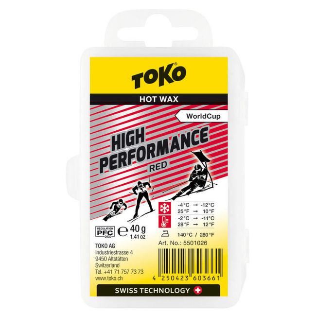 Парафін із високим вмістом фтору Toko High Performance red 40 g - фото 1