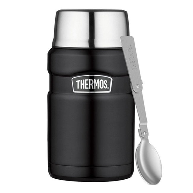 Термос для їжі з ложкою Thermos King Food Jar 0.710 ml Matte Black - фото 1