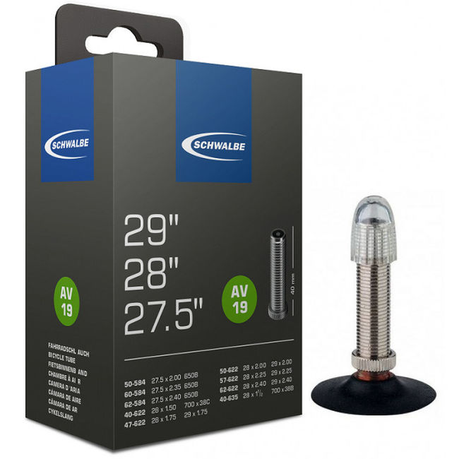 Велосипедна камера Schwalbe AV19 27.5x2.00/2.35 29x1.75/2.40 (ETRTO 40/62-584/635) AV 40мм - фото 1