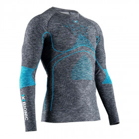 Термофутболка X-Bionic Energy Accumulator 4.0 Melange Shirt Long Sleeves Men Grey Melange / Blue