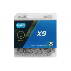 Ланцюг KMC X9, 9 швидкостей 114 ланок + замок Gray
